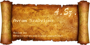 Avram Szalviusz névjegykártya